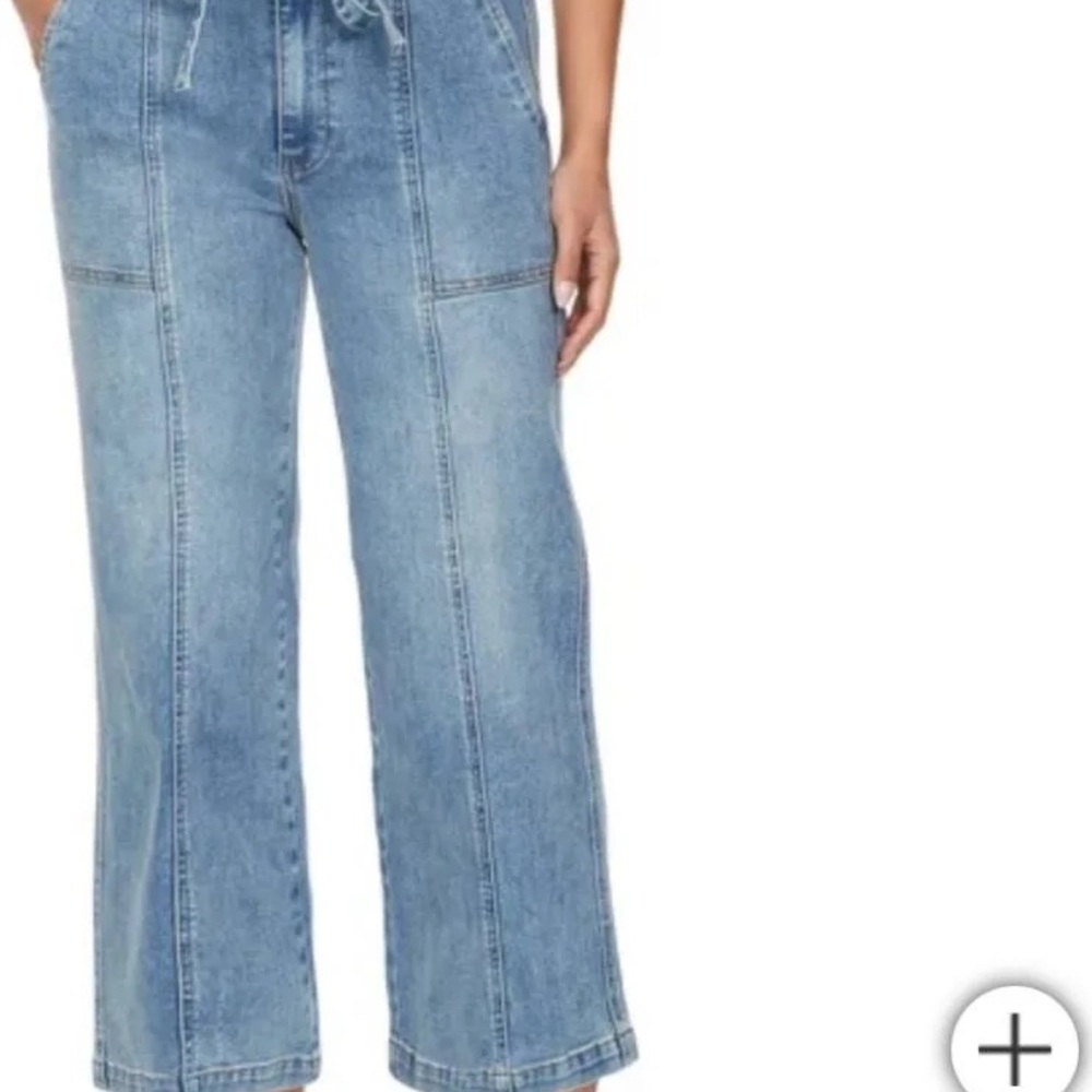 Hudson Tie-Waist High-Rise Wide-Leg Trouser Jeans. Size 4/27. color: blue - Picture 7 of 8